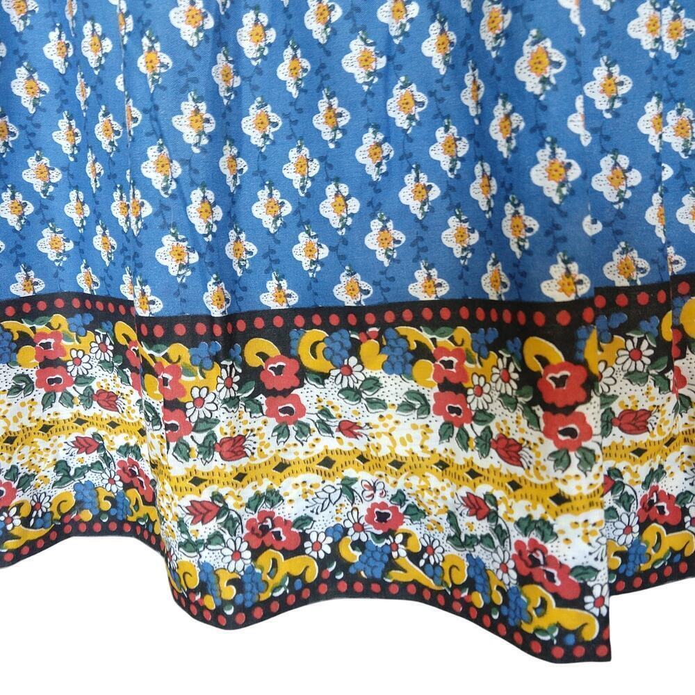 Vintage 70s Prairie Maxi Dress Size M 11 Blue Floral Calico Tiered Terri Juniors - Picture 7 of 12